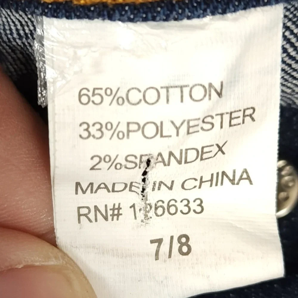 ZZVET Girls Jeans‎ Blue Denim Embroidered Flower Butterfly Accent Size 7 8